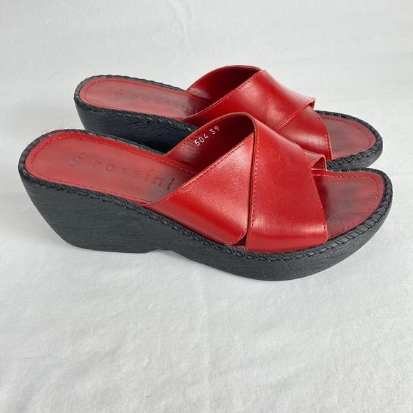 ǵ. rossíní Deep Red Platform Wedge Slides 39 - Picture 4 of 12